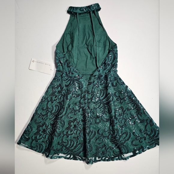 PromGirl Green Sequin Halter A-Line Mini Dress Size Medium NWT - Picture 7 of 16